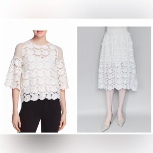 NWT Maje White Floral Lace Top (3) and Skirt (40) set
